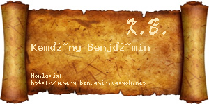 Kemény Benjámin névjegykártya