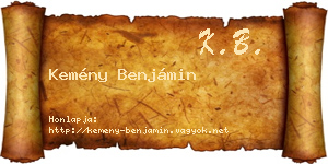 Kemény Benjámin névjegykártya